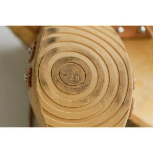 Vintage Y2K Le Chateau Nude Leather Strappy  High Heel  Wedge Sandals SZ8 - Picture 11 of 11